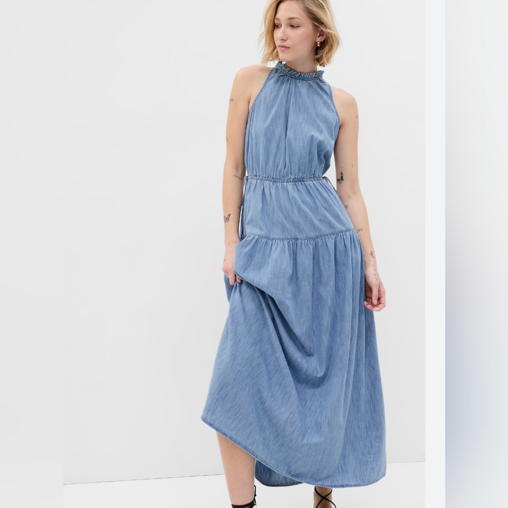100% Organic Cotton Denim Maxi Dress - Gap M